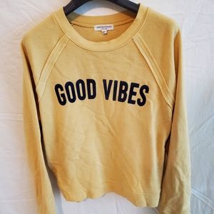 GRAYSON THREADS "Good Vibes" Comfy Sweat Shirt Yellow Women's Medium